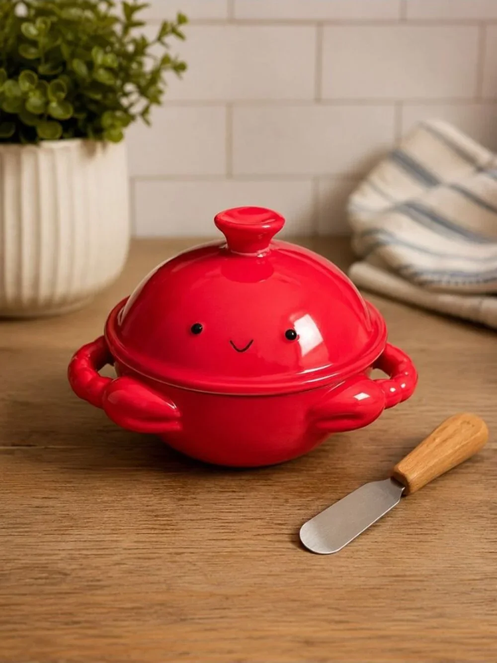 New Red Crab Seafood Coastal Mini Baker W/ Spreader Party BBQ Kitchen